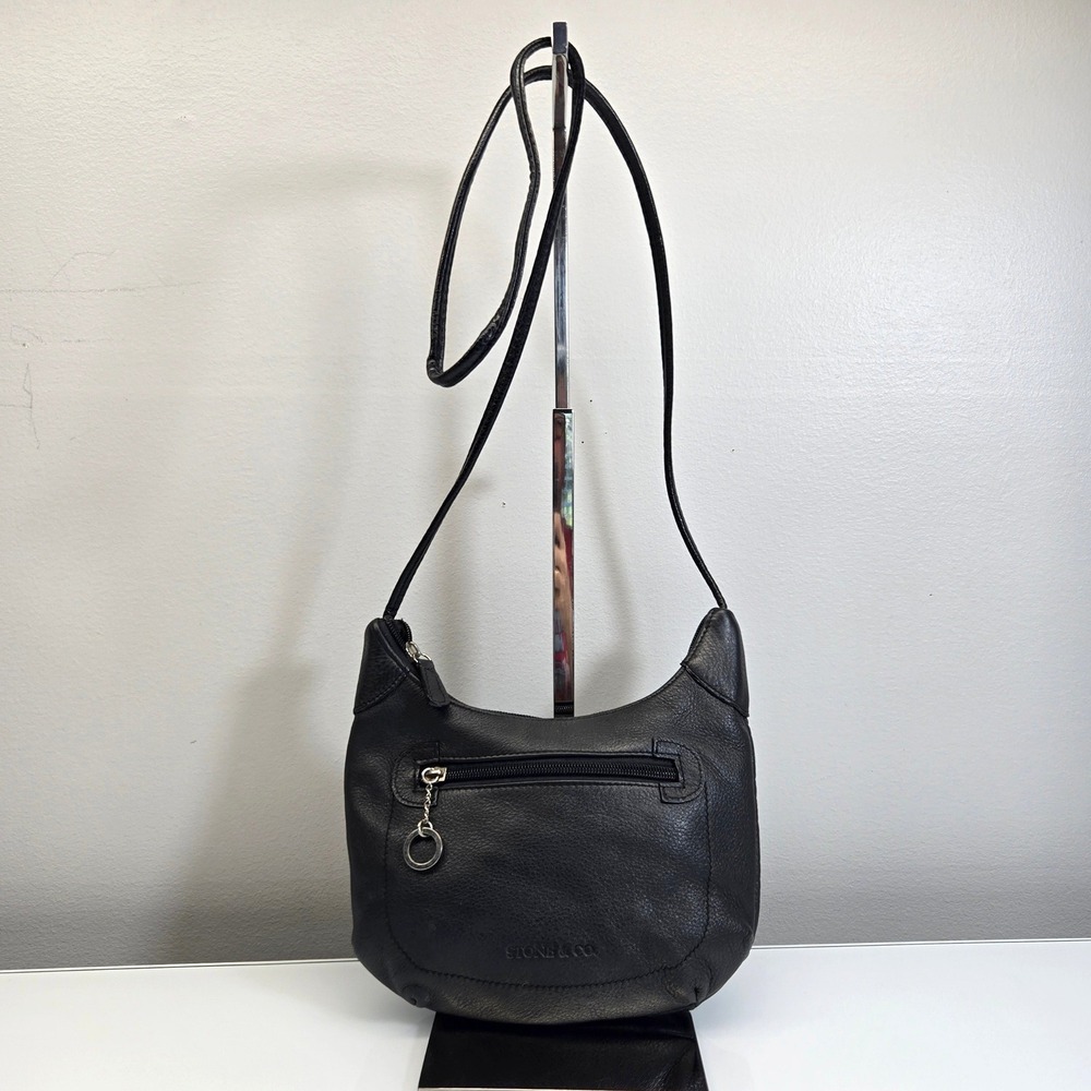 Stone Co Shoulder Bag Small Black Pebbled Leather Going Out Minimalist Everyday